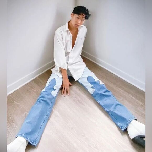 Cider Flame them in Passion Denim Jeans Sz Large - Picture 2 of 10